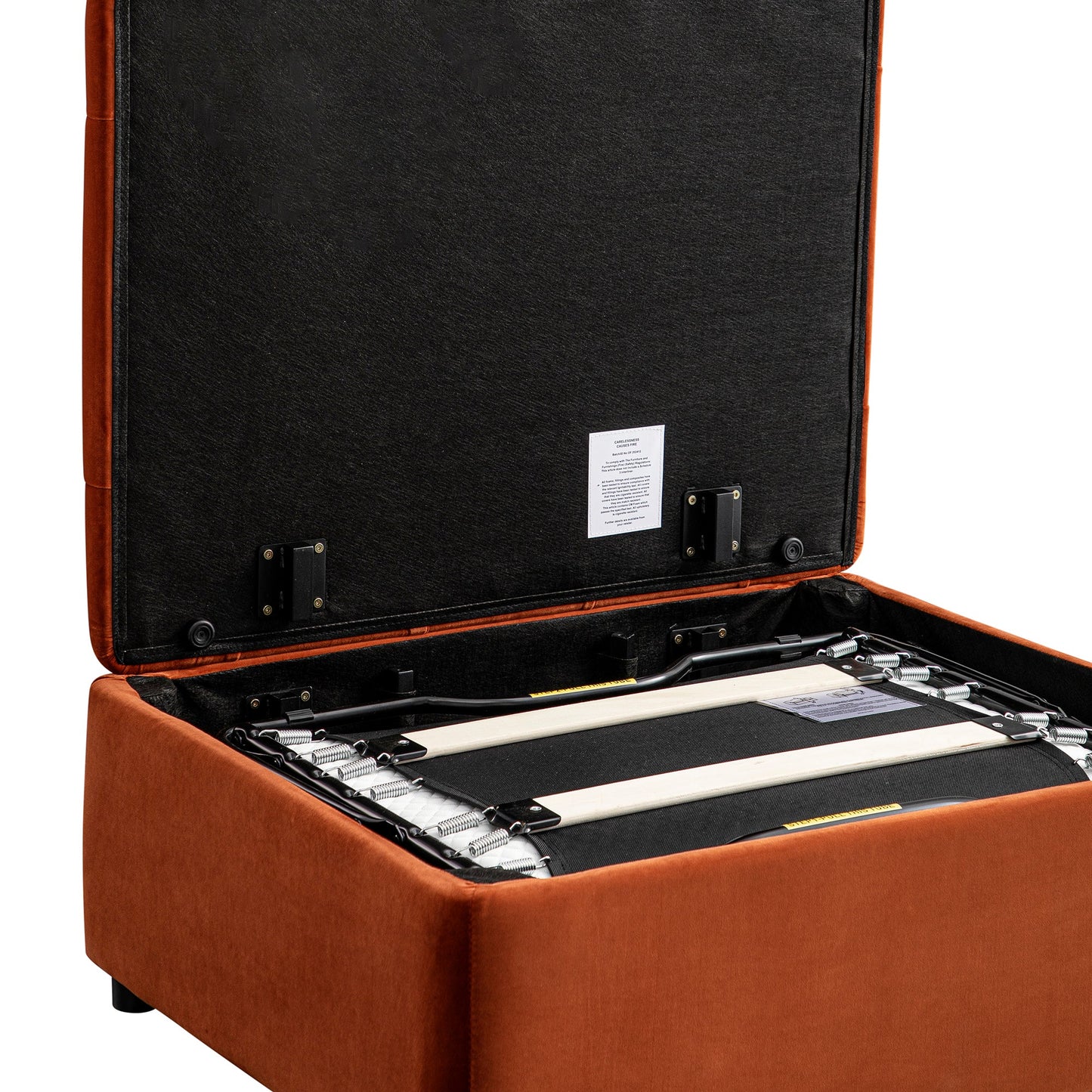 Lit pliant simple Portland à boutons en velours rouille