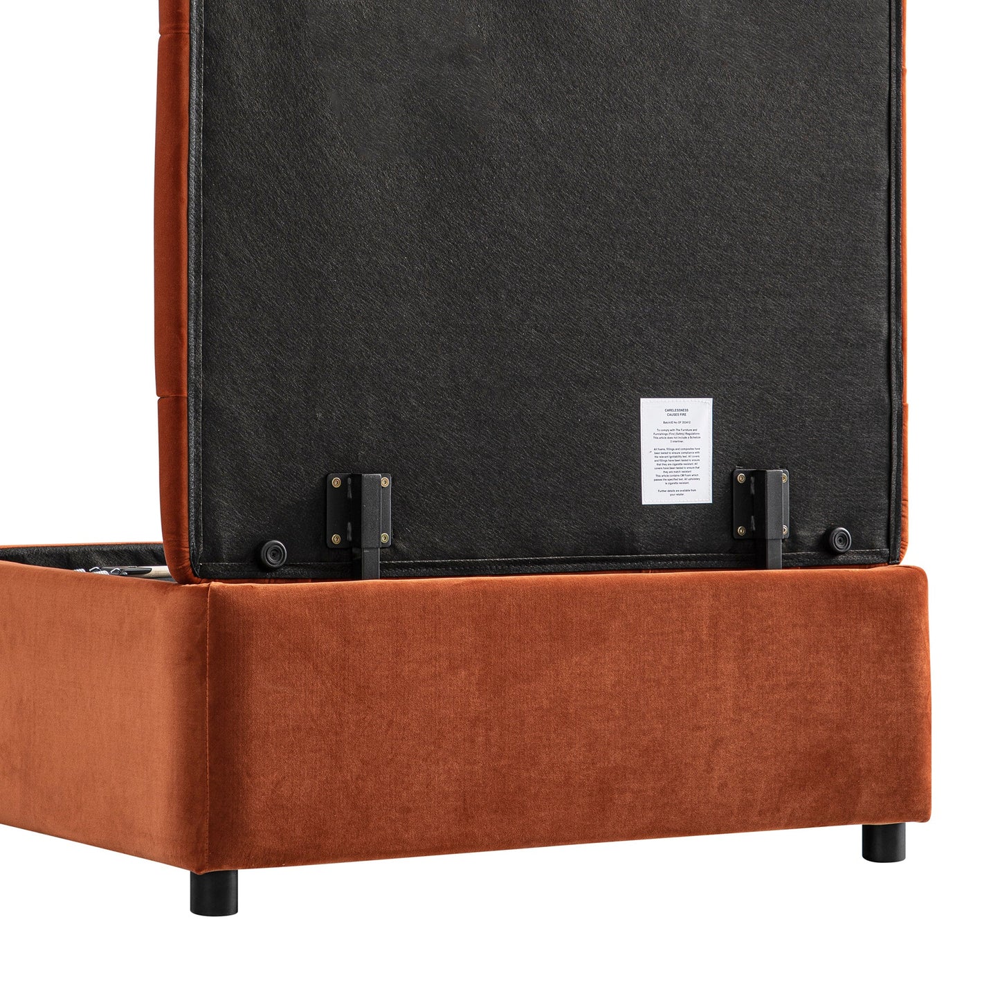 Lit pliant simple Portland à boutons en velours rouille