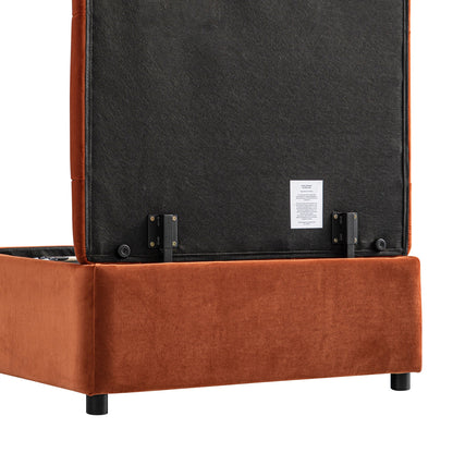 Lit pliant simple Portland à boutons en velours rouille