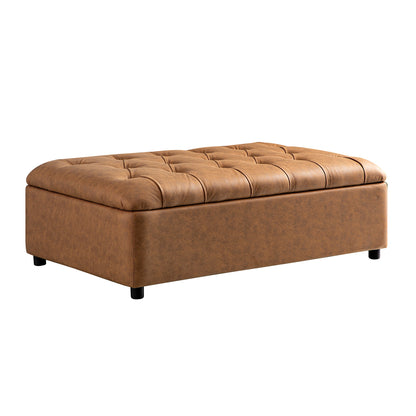 Petit lit double rabattable Portland avec boutons, ottoman, simili-daim beige
