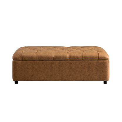 Petit lit double rabattable Portland avec boutons, ottoman, simili-daim beige