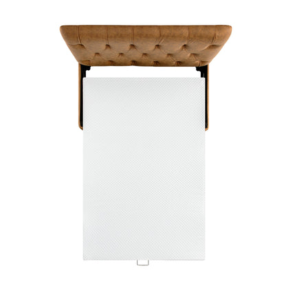 Petit lit double rabattable Portland avec boutons, ottoman, simili-daim beige