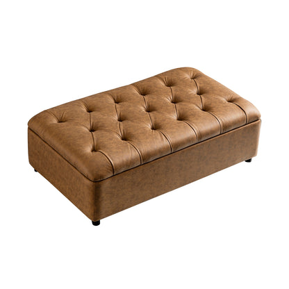 Petit lit double rabattable Portland avec boutons, ottoman, simili-daim beige
