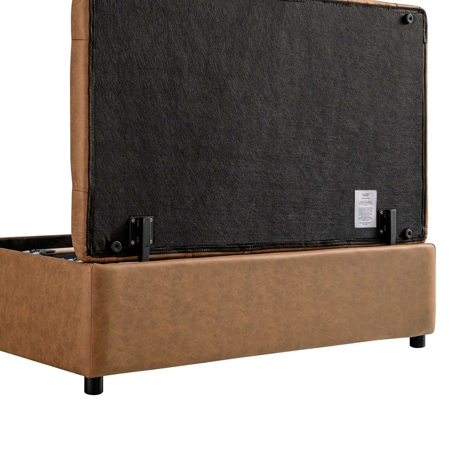 Petit lit double rabattable Portland avec boutons, ottoman, simili-daim beige