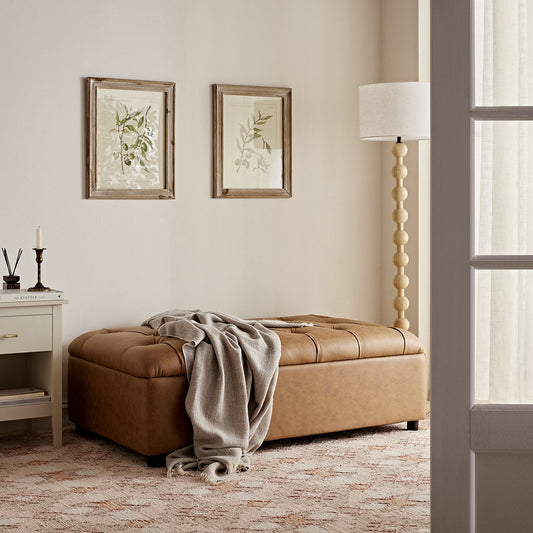 Petit lit double rabattable Portland avec boutons, ottoman, simili-daim beige