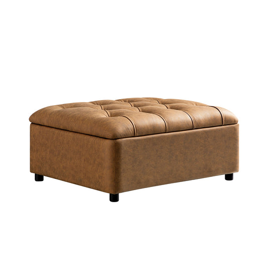 Lit pliant simple Portland à boutons, ottoman, simili-daim beige