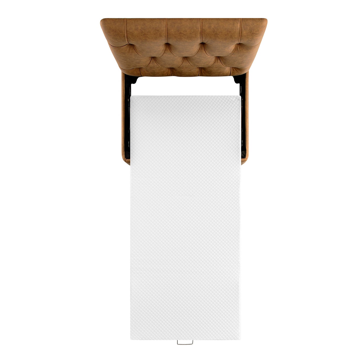 Lit pliant simple Portland à boutons, ottoman, simili-daim beige