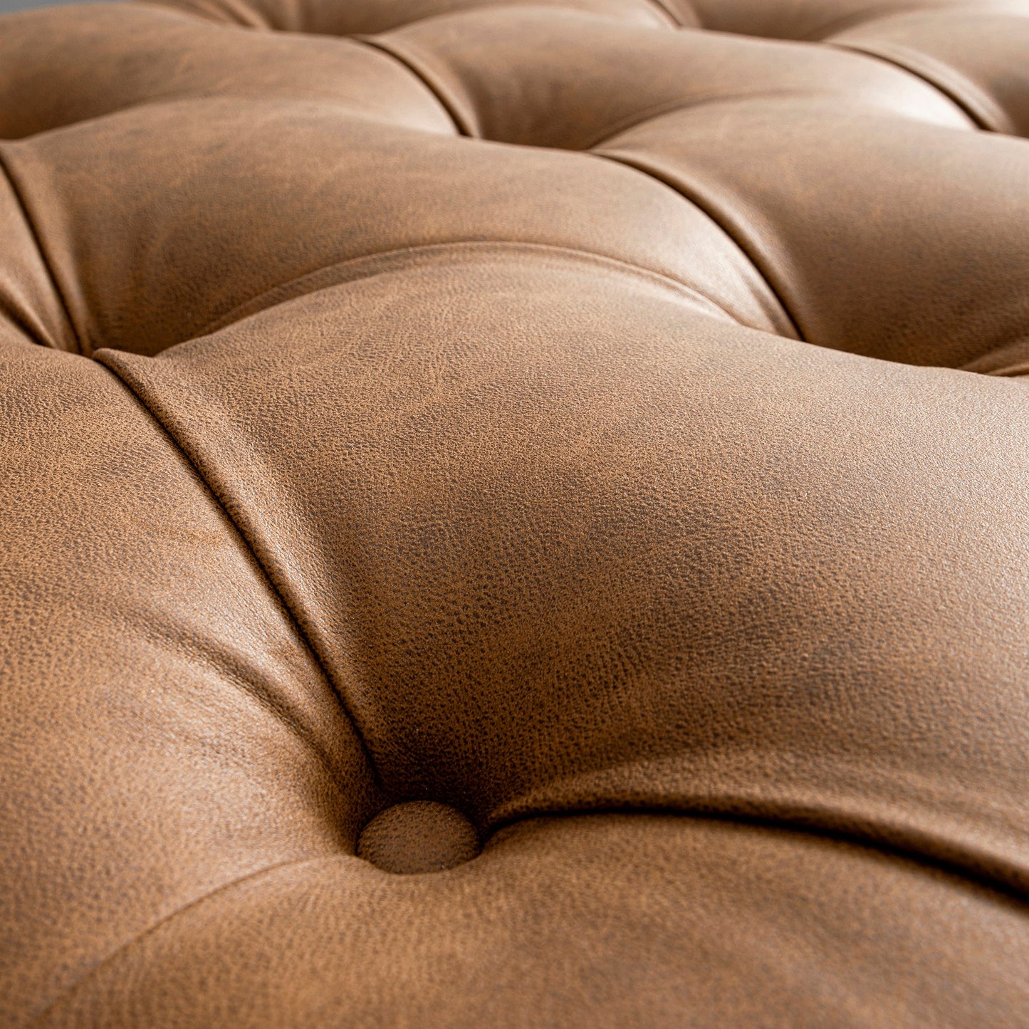 Lit pliant simple Portland à boutons, ottoman, simili-daim beige