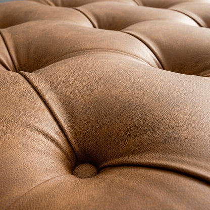 Lit pliant simple Portland à boutons, ottoman, simili-daim beige