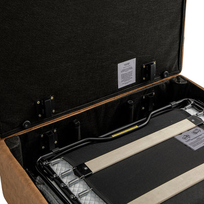 Lit pliant simple Portland à boutons, ottoman, simili-daim beige