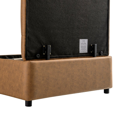 Lit pliant simple Portland à boutons, ottoman, simili-daim beige