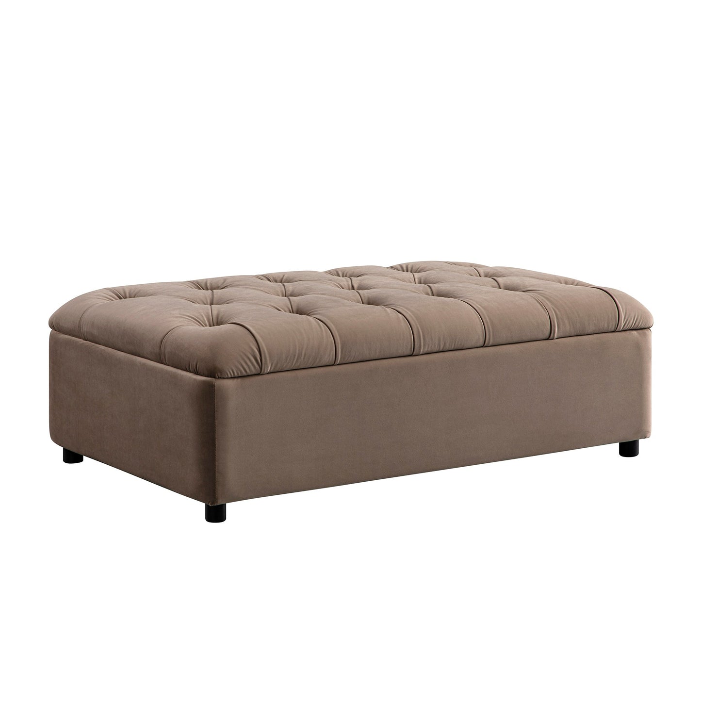 Petit lit double rabattable Portland avec boutons, ottoman, velours vison