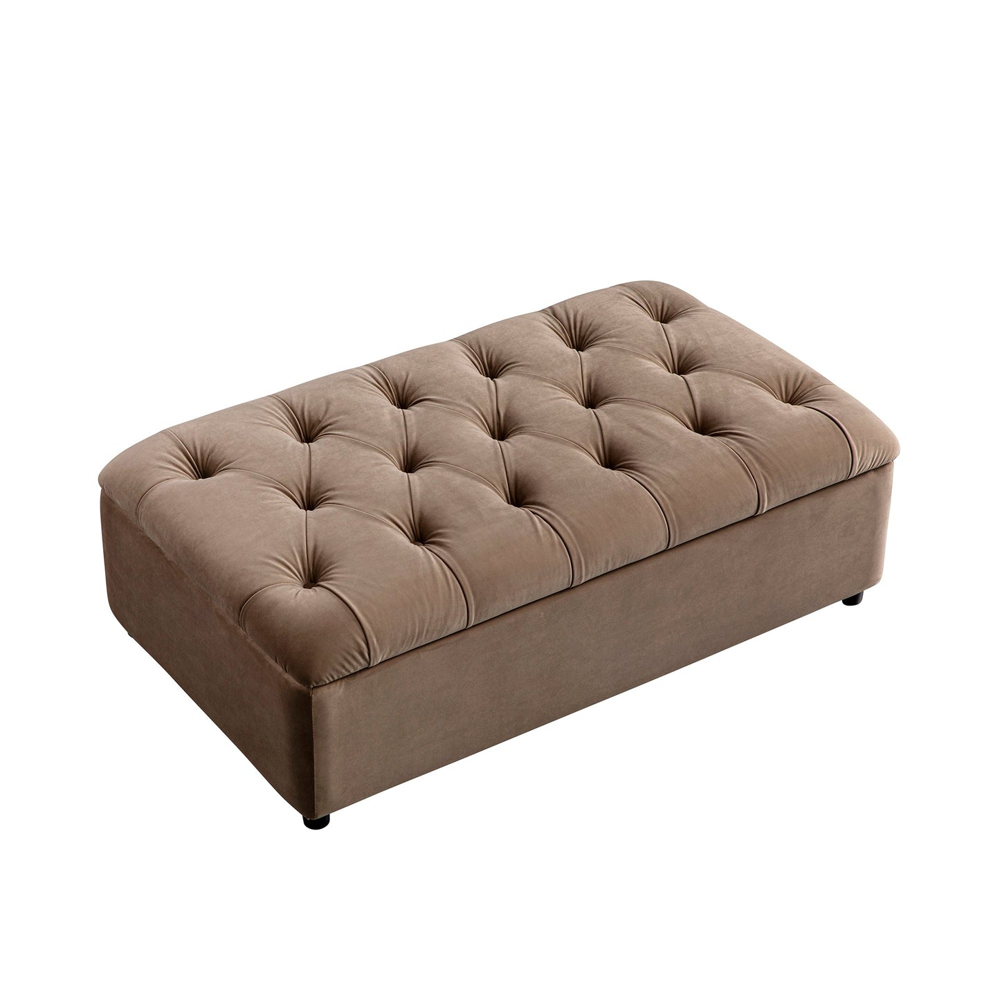Petit lit double rabattable Portland avec boutons, ottoman, velours vison