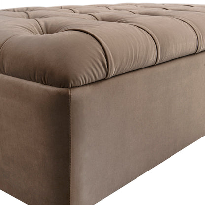 Petit lit double rabattable Portland avec boutons, ottoman, velours vison
