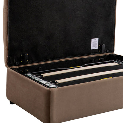 Petit lit double rabattable Portland avec boutons, ottoman, velours vison