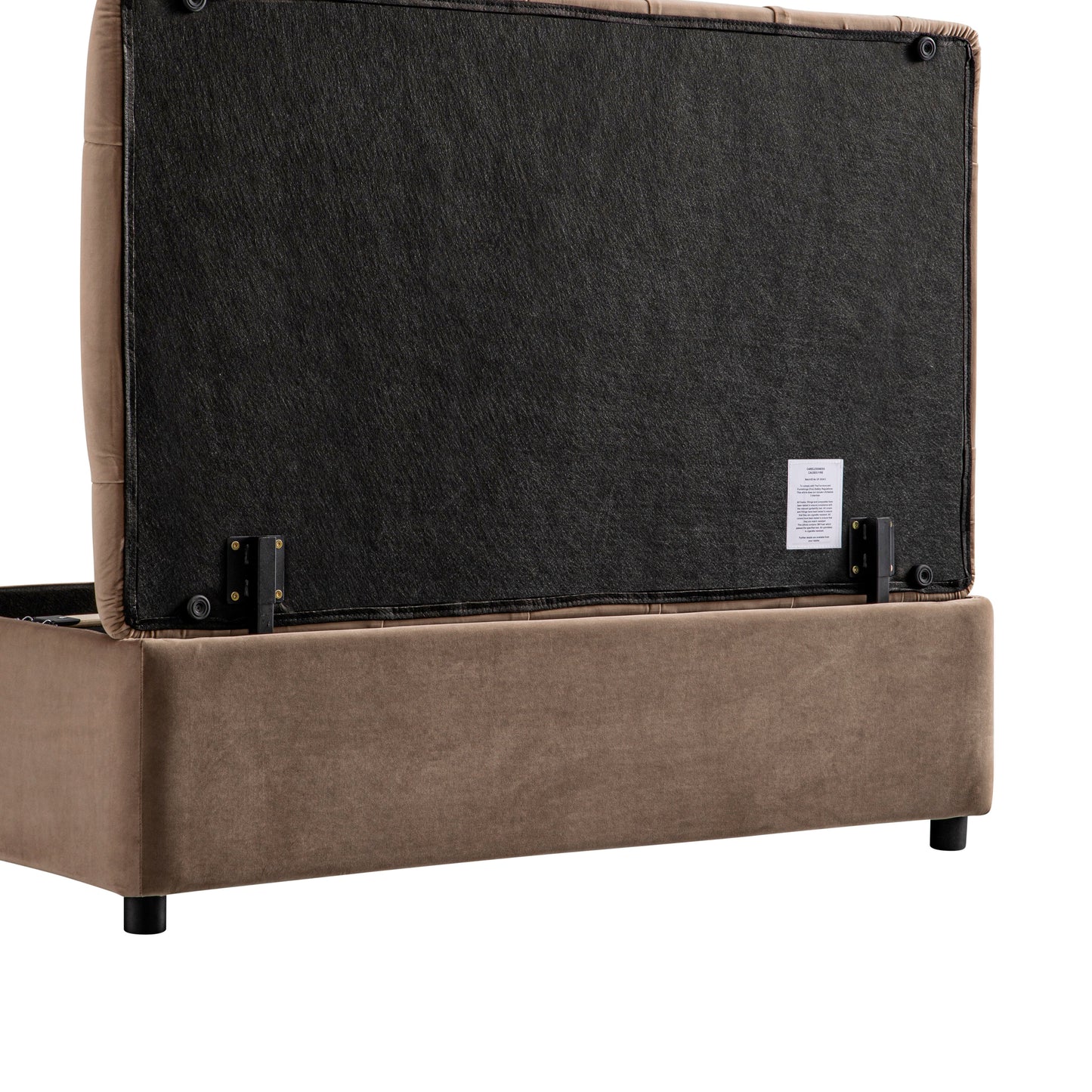 Petit lit double rabattable Portland avec boutons, ottoman, velours vison