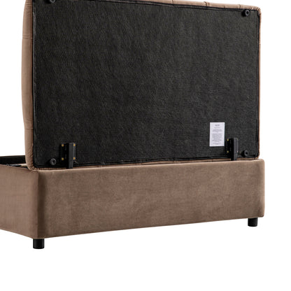 Petit lit double rabattable Portland avec boutons, ottoman, velours vison