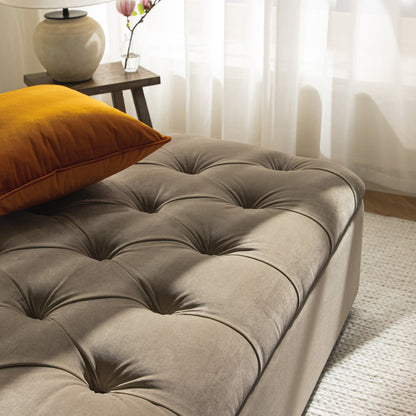 Petit lit double rabattable Portland avec boutons, ottoman, velours vison