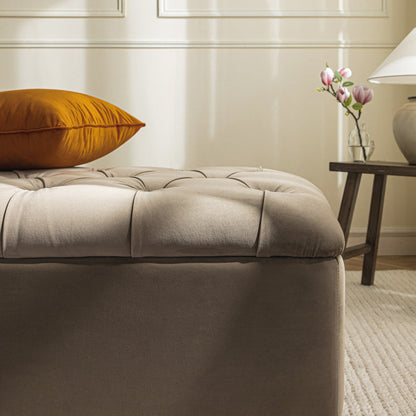 Petit lit double rabattable Portland avec boutons, ottoman, velours vison