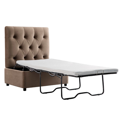 Lit pliant simple Portland à boutons en velours de vison ottoman