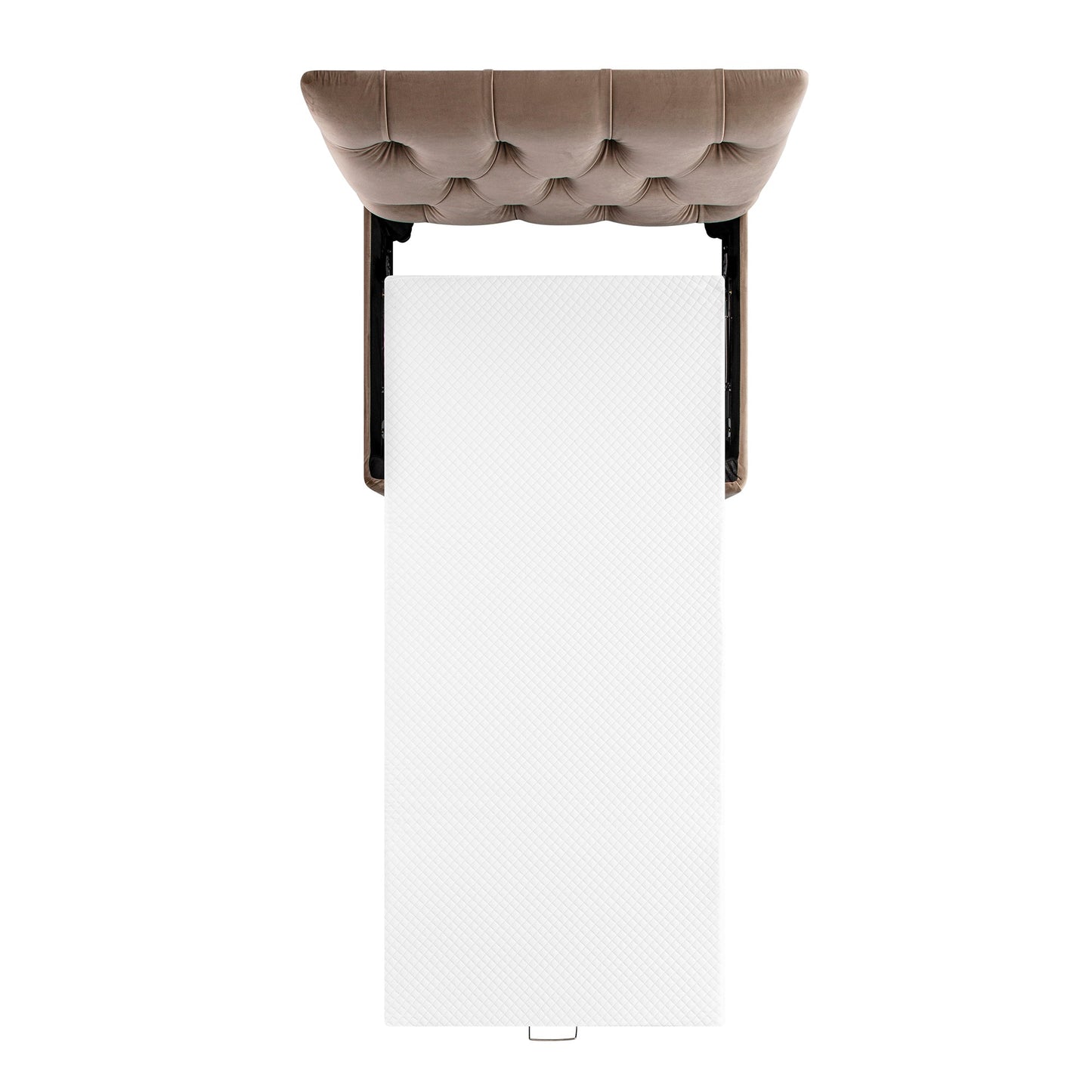 Lit pliant simple Portland à boutons en velours de vison ottoman