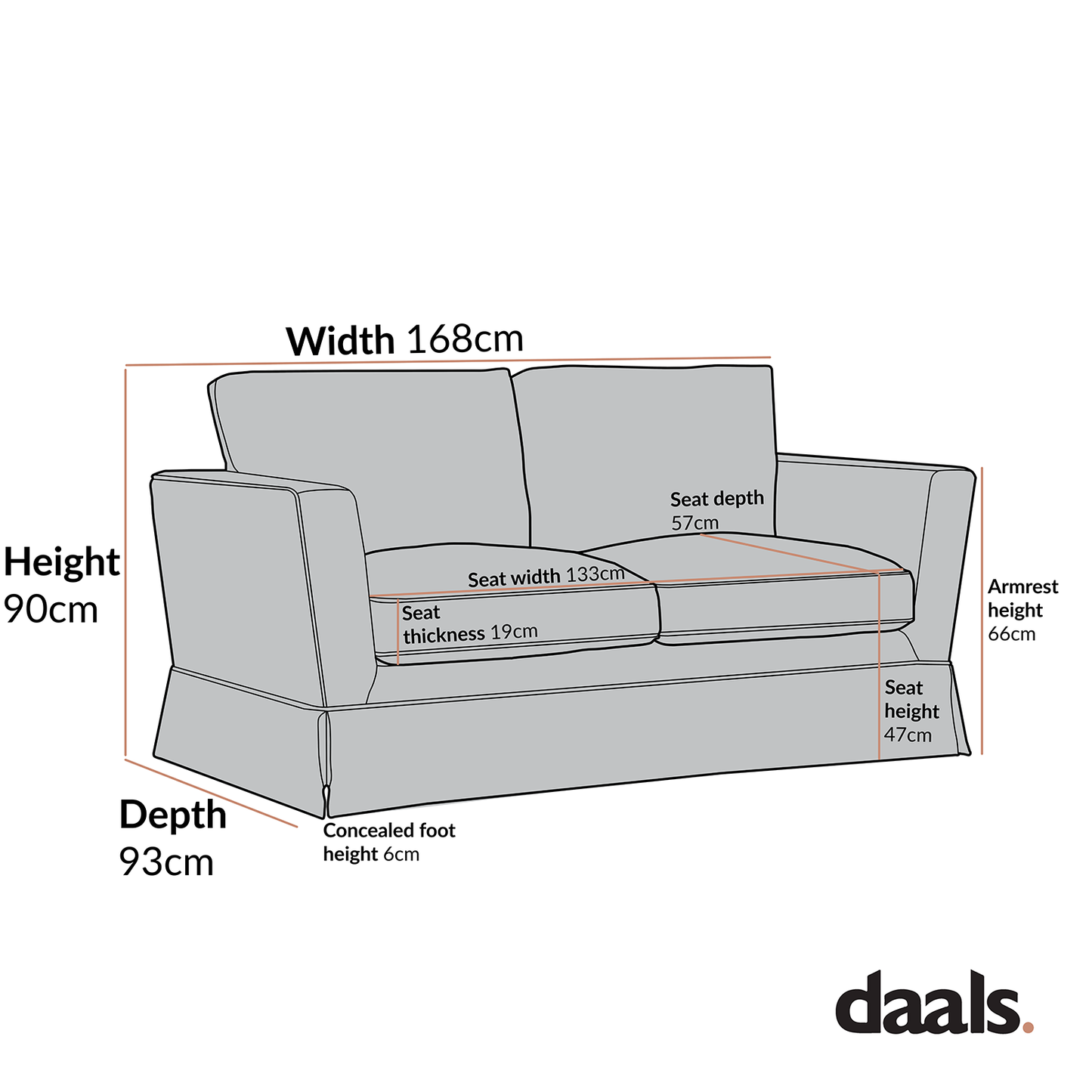 Canapé 2 places Fitz avec jupe, mélange de lin rayé sauge