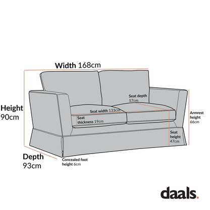 Canapé 2 places Fitz avec jupe, mélange de lin rayé sauge