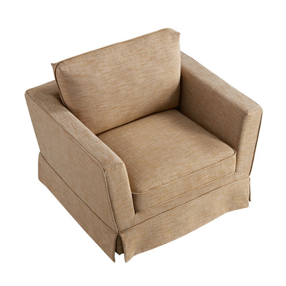 Fauteuil à jupe Fitz, mélange de lin abricot