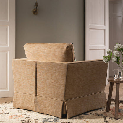 Fauteuil à jupe Fitz, mélange de lin abricot