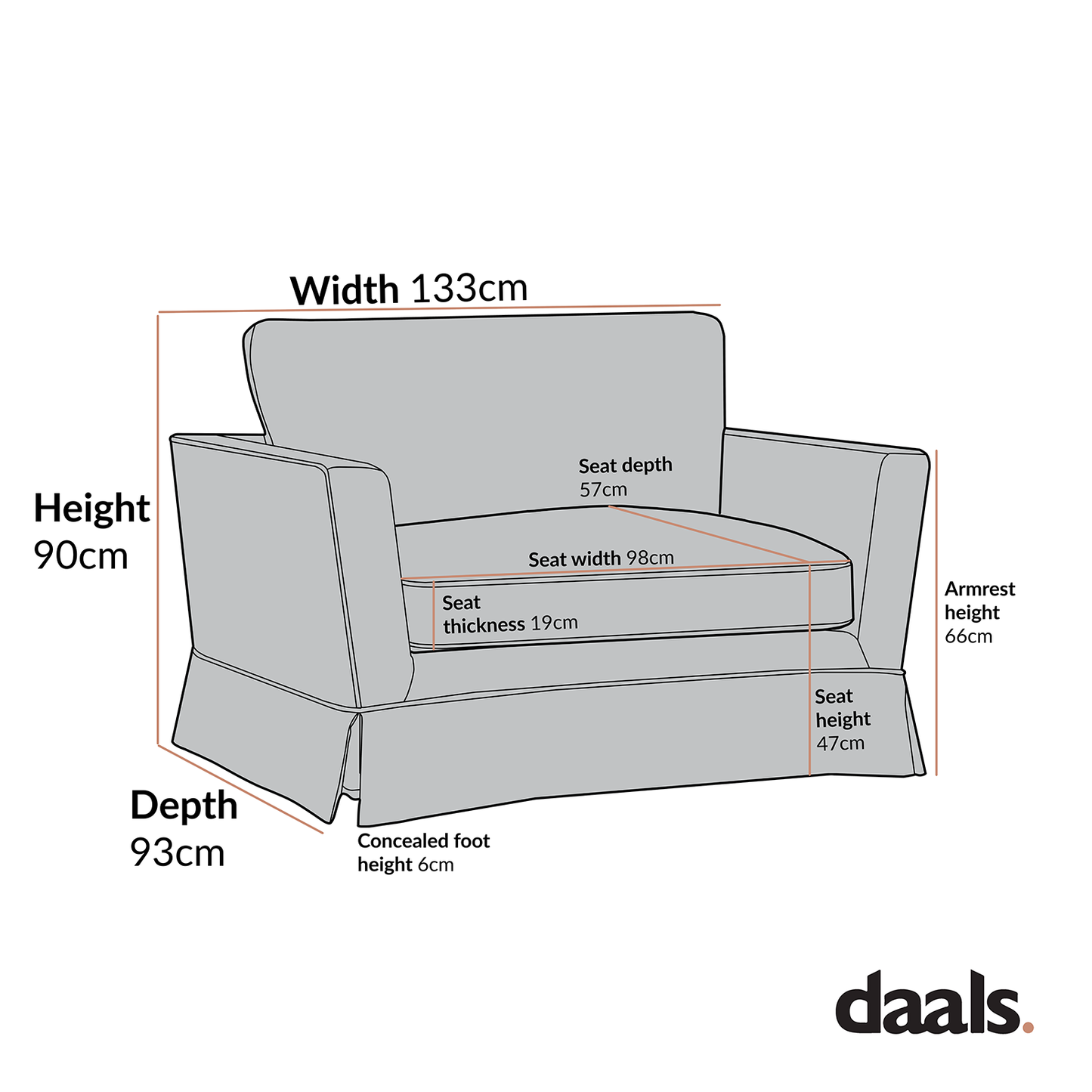 Causeuse Fitz avec jupe, mélange de lin couleur avoine