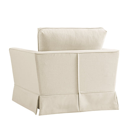 Fauteuil à jupe Fitz, mélange de lin couleur avoine