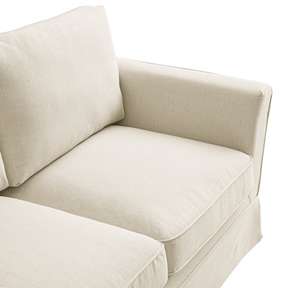 Canapé 2 places Fitz avec jupe, mélange de lin couleur avoine