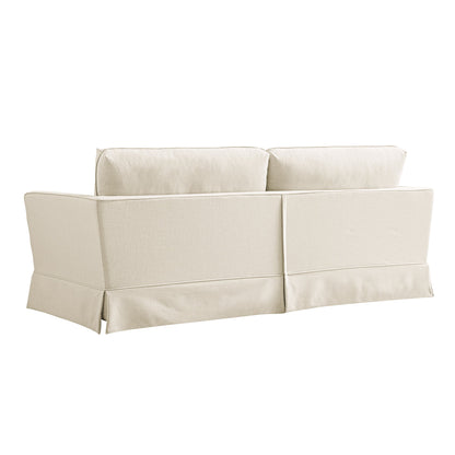 Grand canapé 3 places Fitz avec jupe, mélange de lin couleur avoine