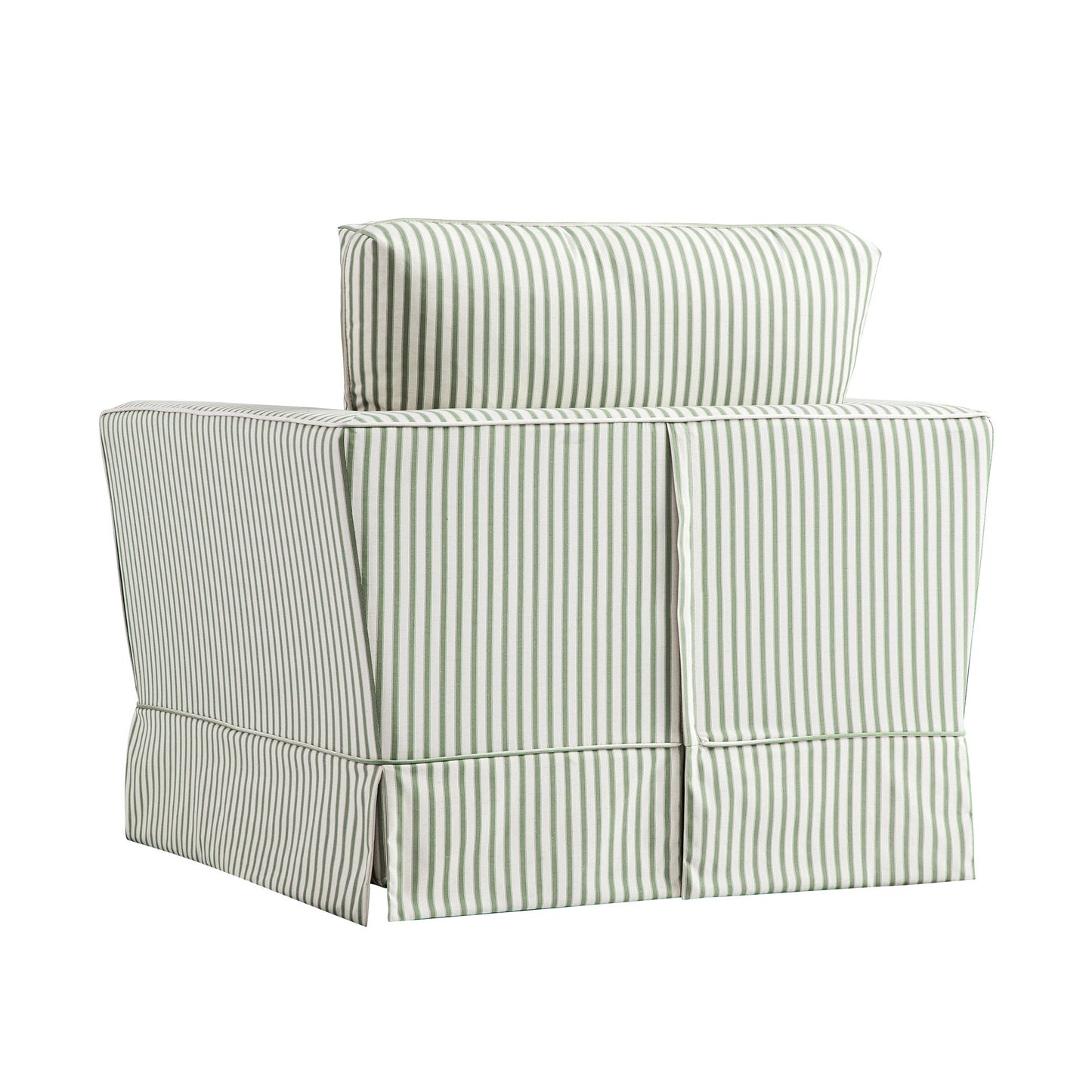 Fauteuil à jupe Fitz, mélange de lin rayé sauge