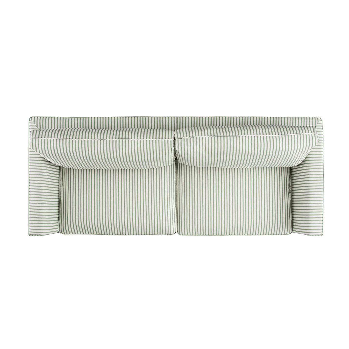 Grand canapé 3 places Fitz avec jupe, mélange de lin rayé sauge