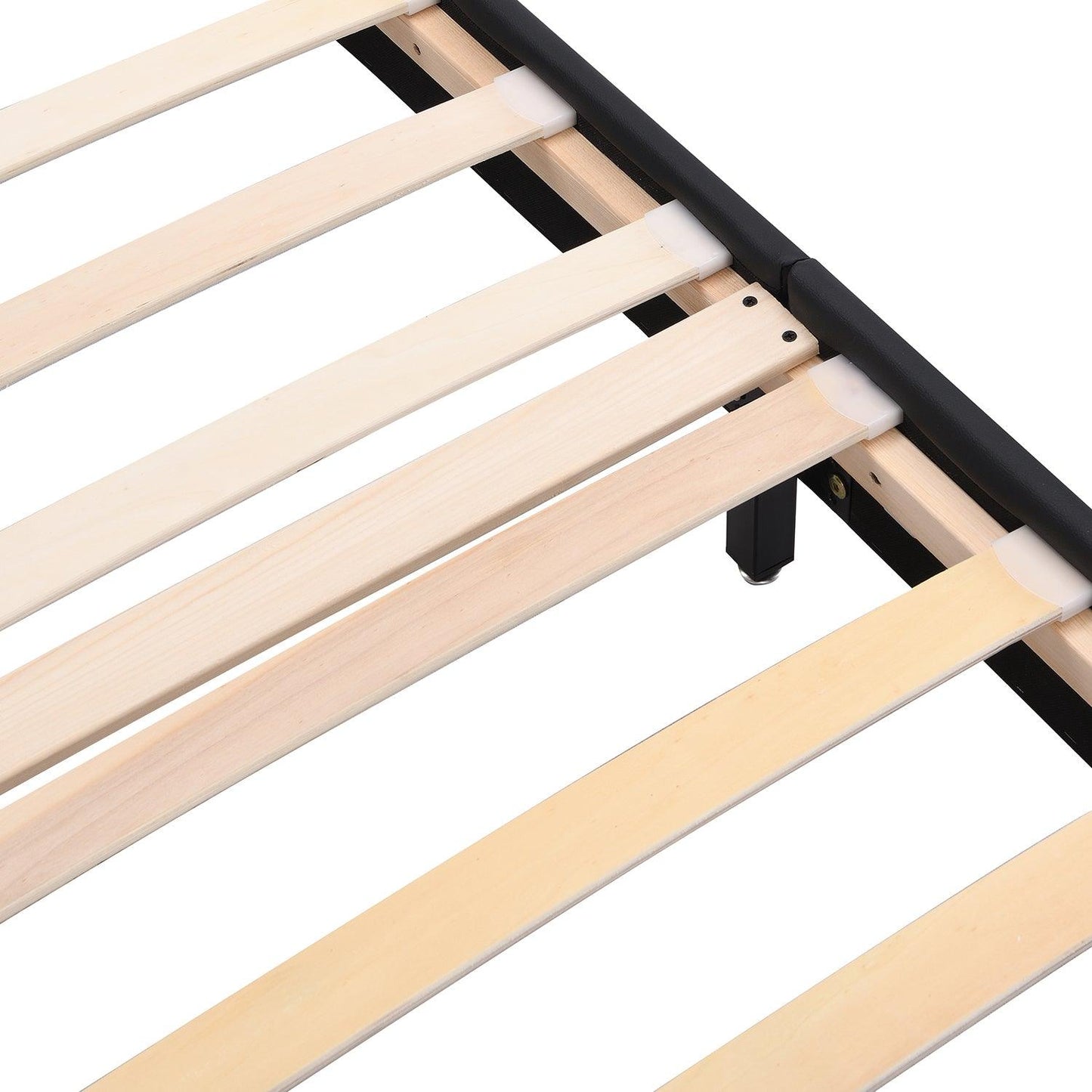 Cadre de lit URSA en cuir PU noir avec LED sur le pied