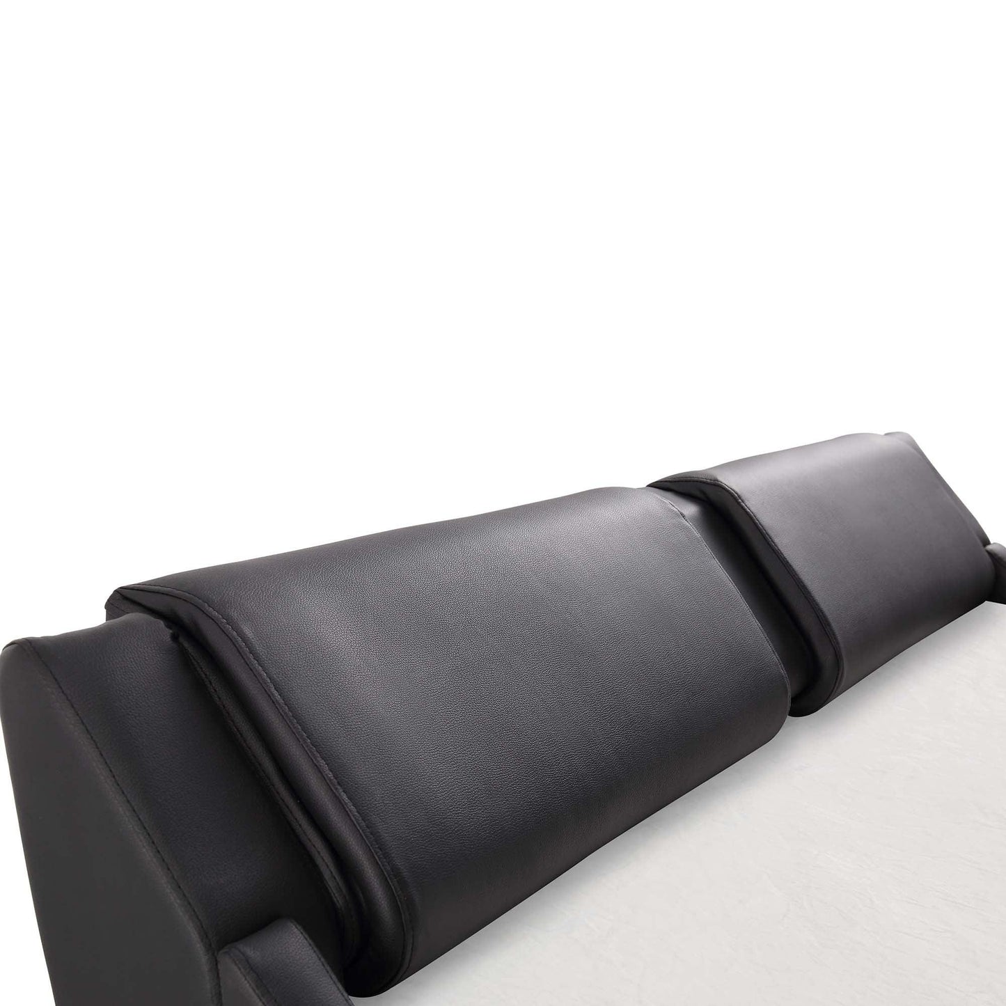 Cadre de lit rembourré en similicuir CORVUS avec éclairage LED sous le lit, noir