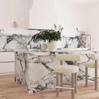 Tabouret de bar Arch en bois massif et boucle blanc cassé