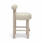 Tabouret de bar Arch en bois massif et boucle blanc cassé