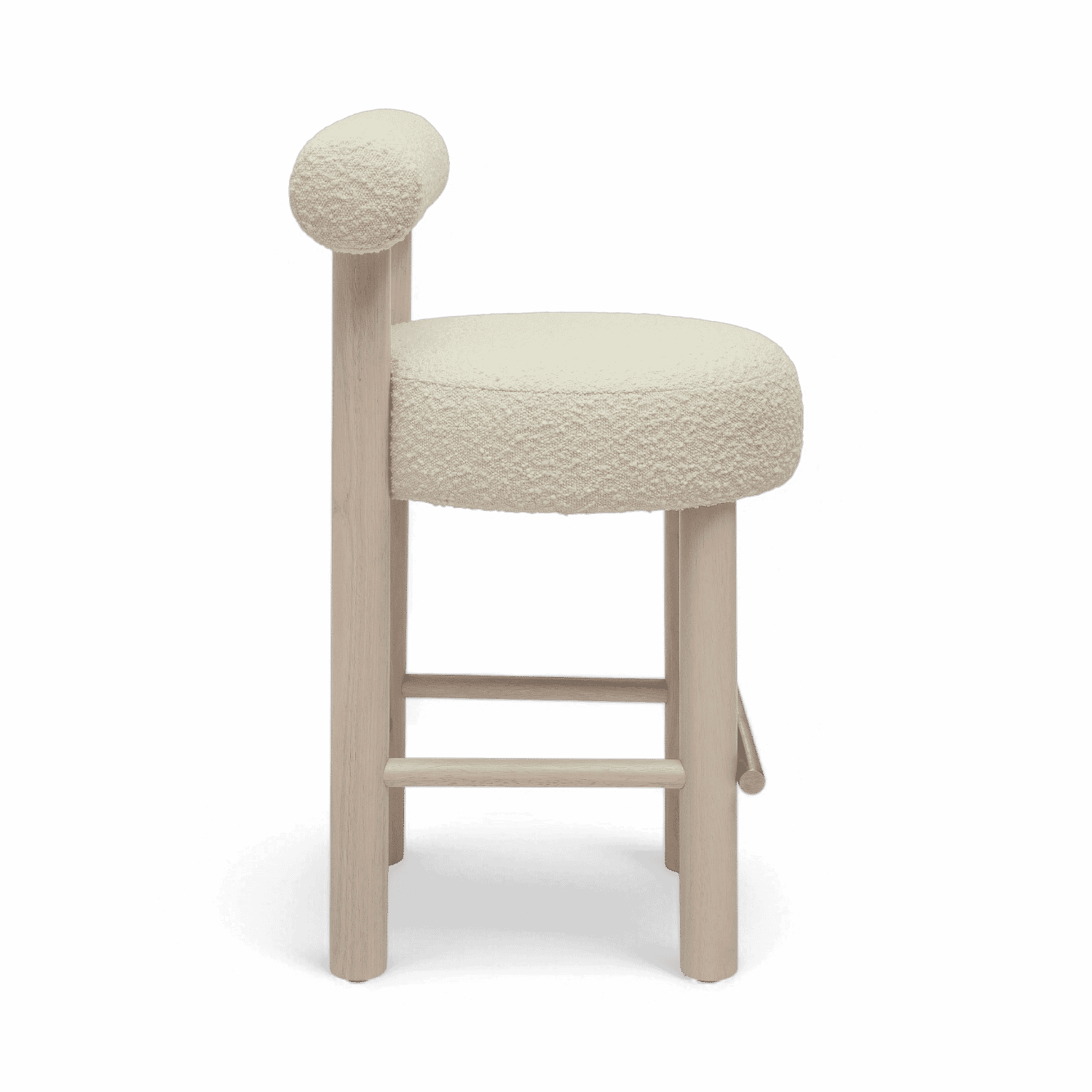 Tabouret de bar Arch en bois massif et boucle blanc cassé