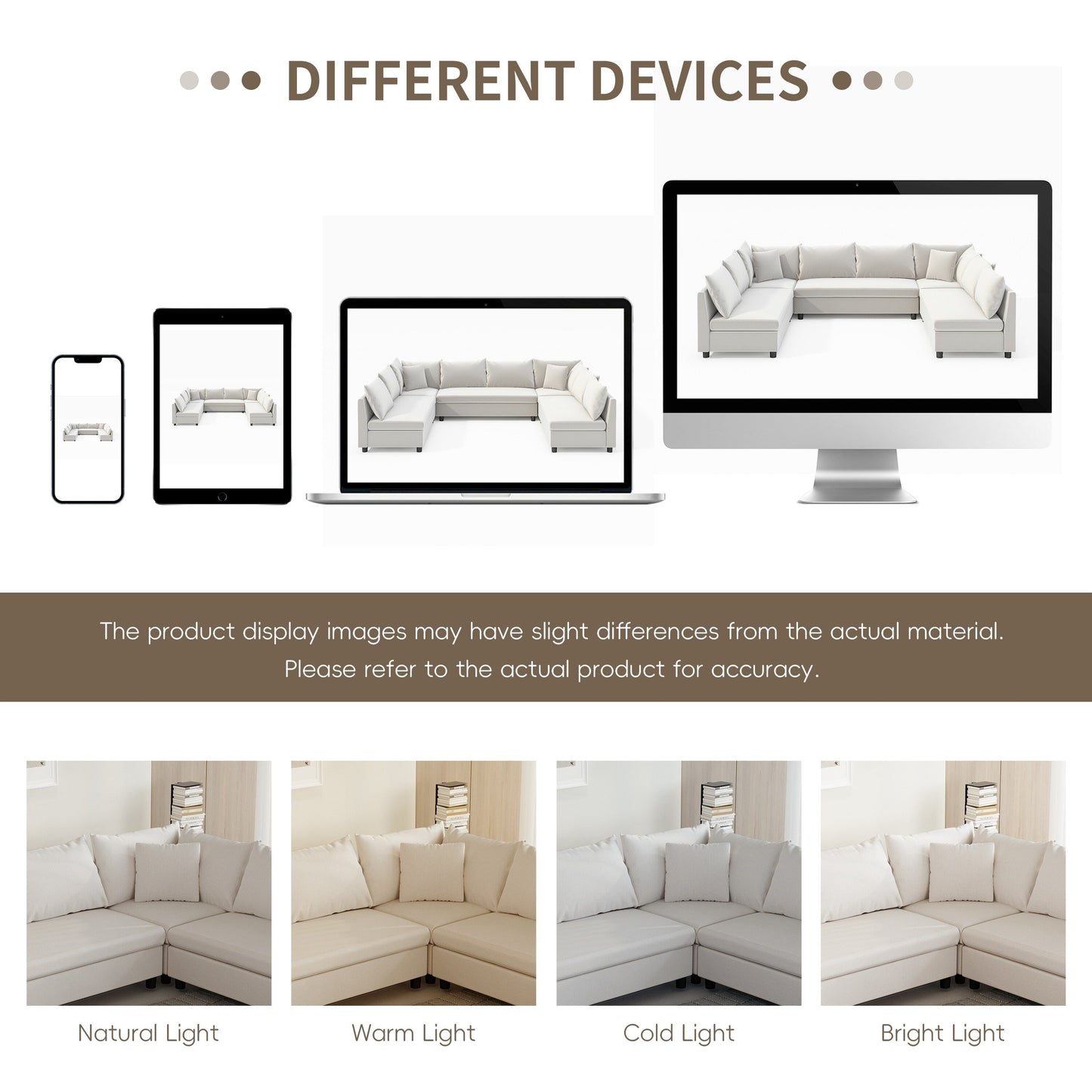 Canapé d'angle, canapé réversible en chenille en forme de U, combinaison libre, canapé convertible 8 places surdimensionné