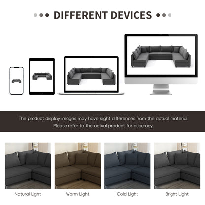 Canapé d'angle, canapé réversible en chenille en forme de U, combinaison libre, canapé convertible 8 places surdimensionné