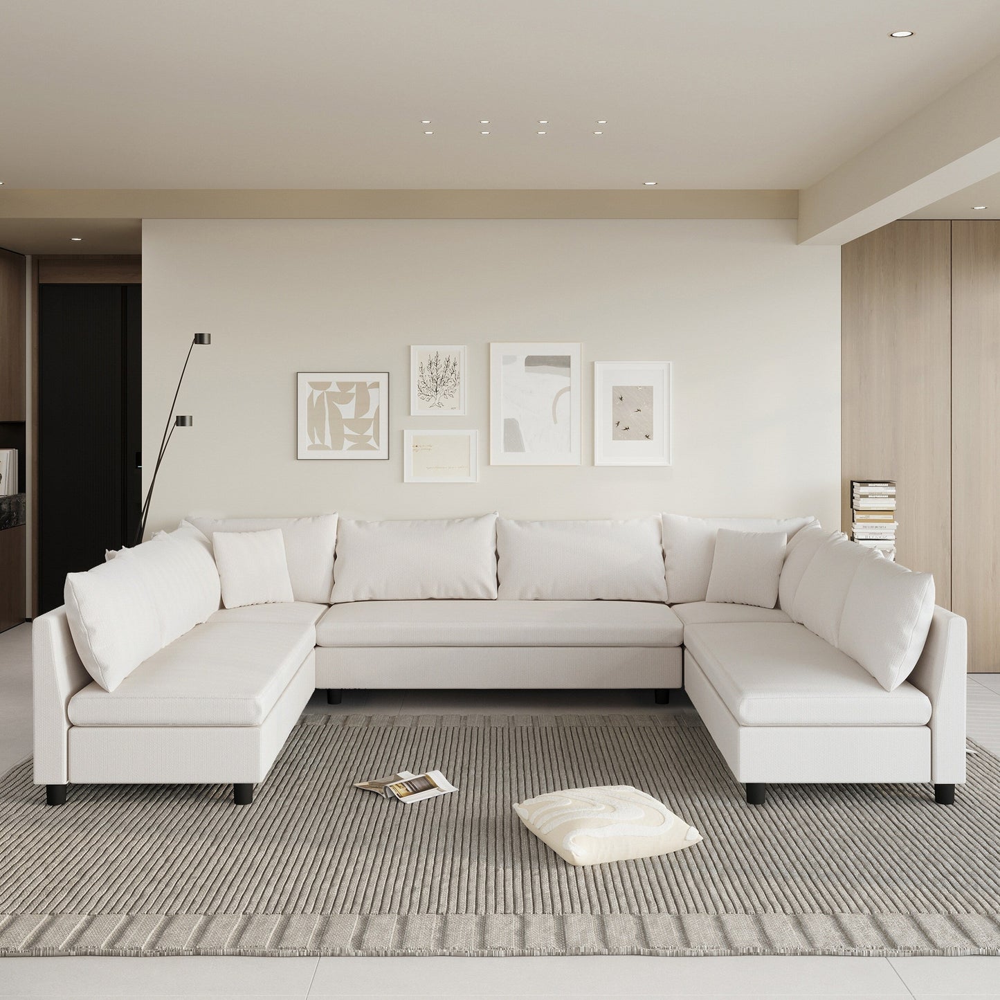 Canapé d'angle, canapé réversible en chenille en forme de U, combinaison libre, canapé convertible 8 places surdimensionné