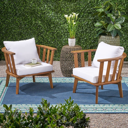 Fauteuils de jardin Sedona en bois d'acacia avec coussins (lot de 2) par Christopher Knight Home