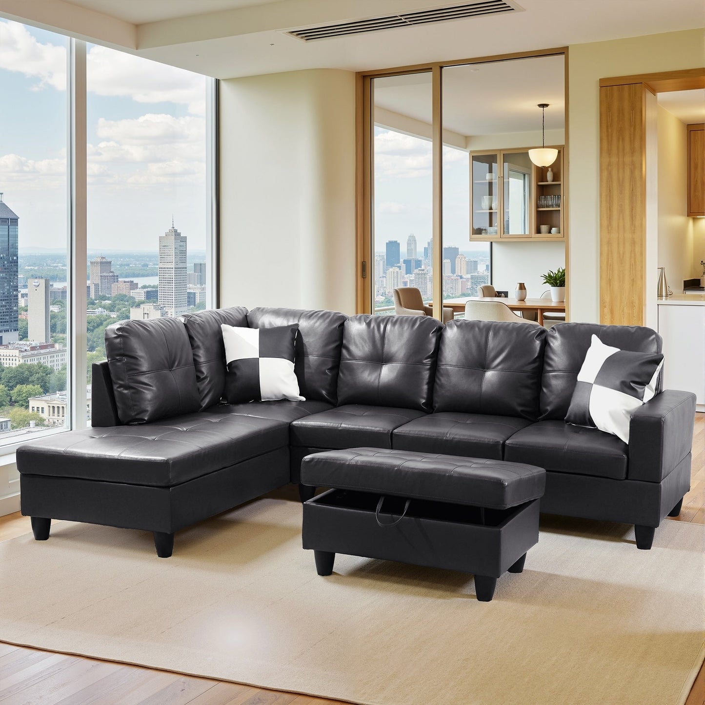 Ensemble de canapés 3 pièces en similicuir PU pour salon