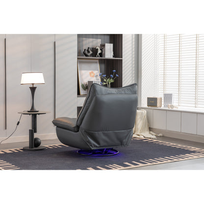 Fauteuil inclinable électrique pivotant avec haut-parleurs Bluetooth, support pour téléphone, ports de chargement USB et Type-C, rangement dissimulé dans l'accoudoir