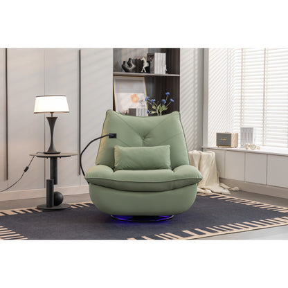 Fauteuil inclinable électrique pivotant avec haut-parleurs Bluetooth, support pour téléphone, ports de chargement USB et Type-C, rangement dissimulé dans l'accoudoir