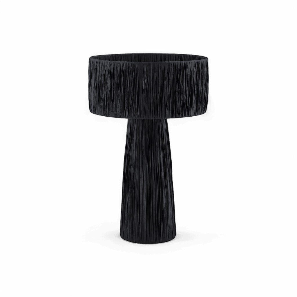 Lampe de table Auric en raphia noir