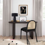 Lampe de table Auric en raphia noir