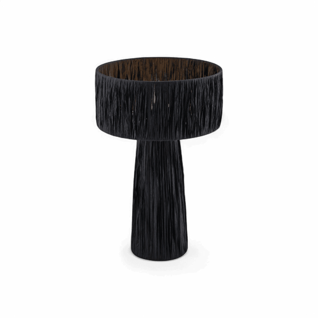 Lampe de table Auric en raphia noir